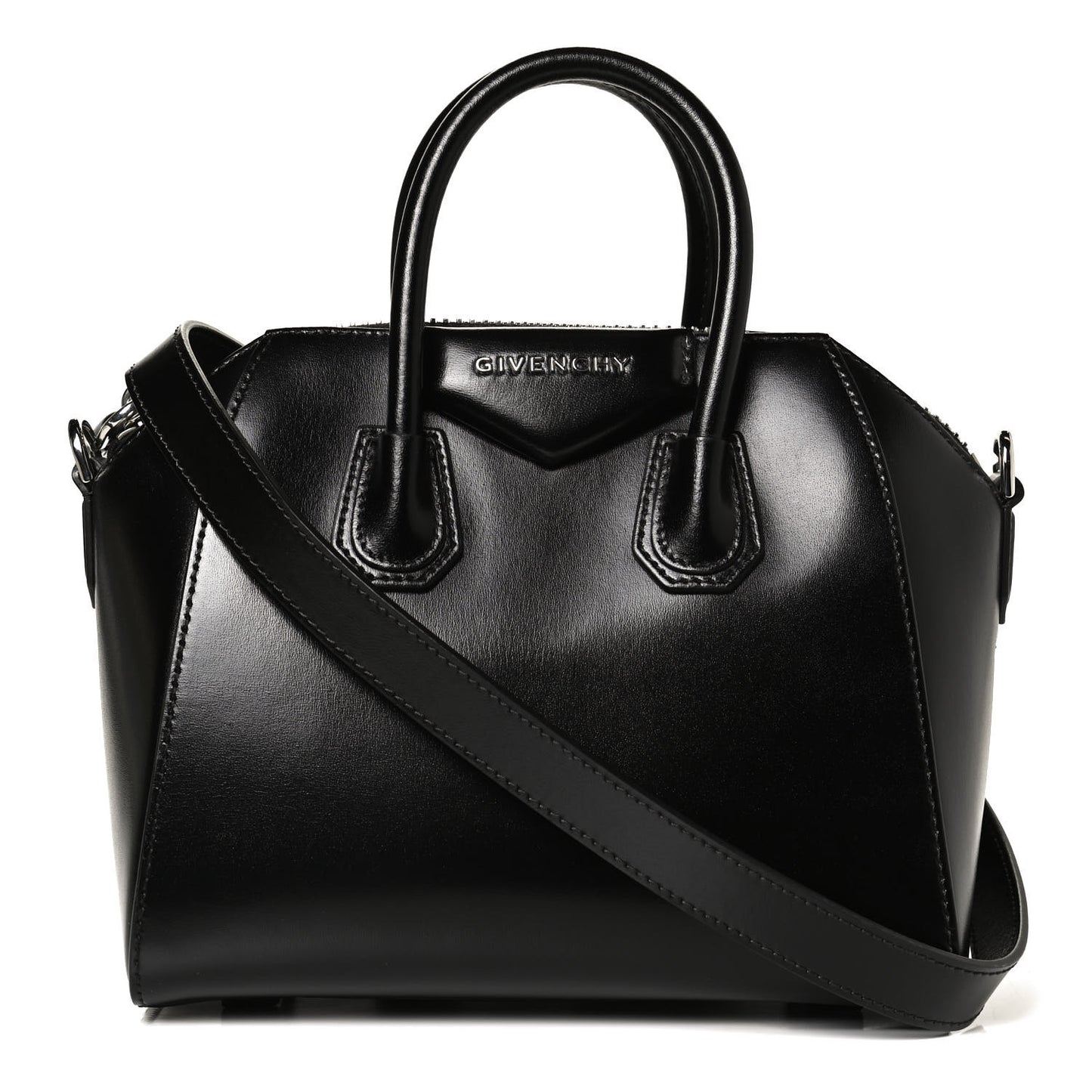 Shiny Lord Calfskin Mini Antigona Black