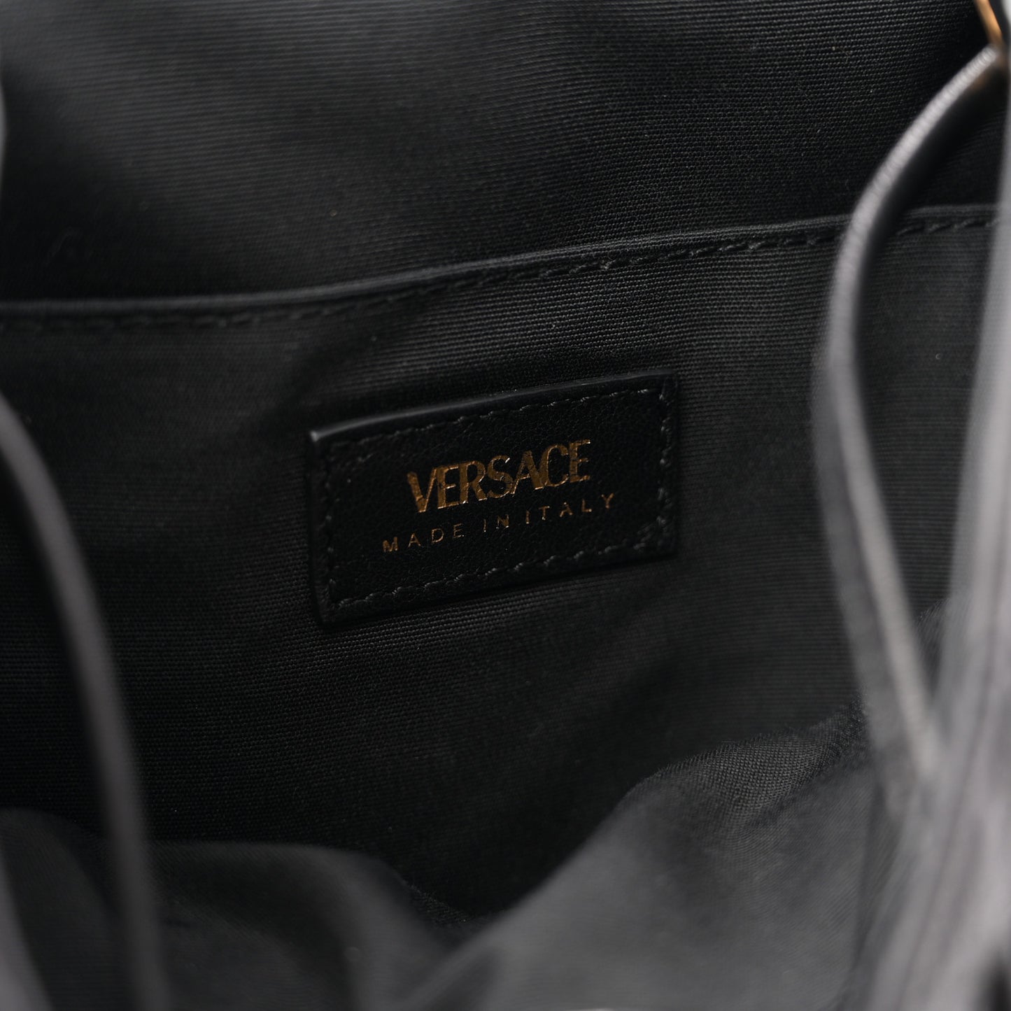 Calfskin Quilted Medusa Backpack Black