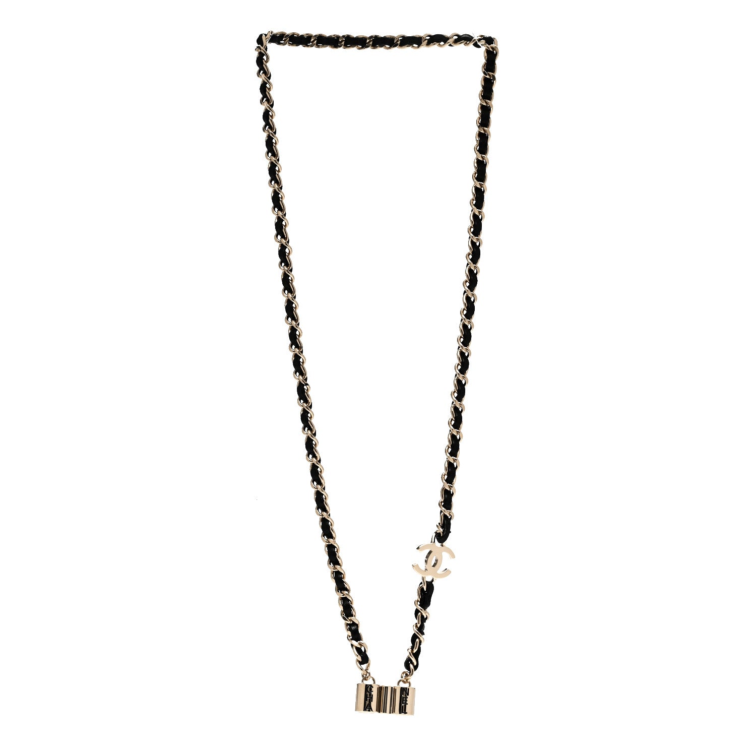 Chanel Metal Lambskin CC AirPods Necklace Gold Black 3 of 5