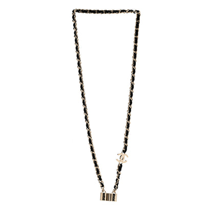 Chanel Metal Lambskin CC AirPods Necklace Gold Black 3 of 5