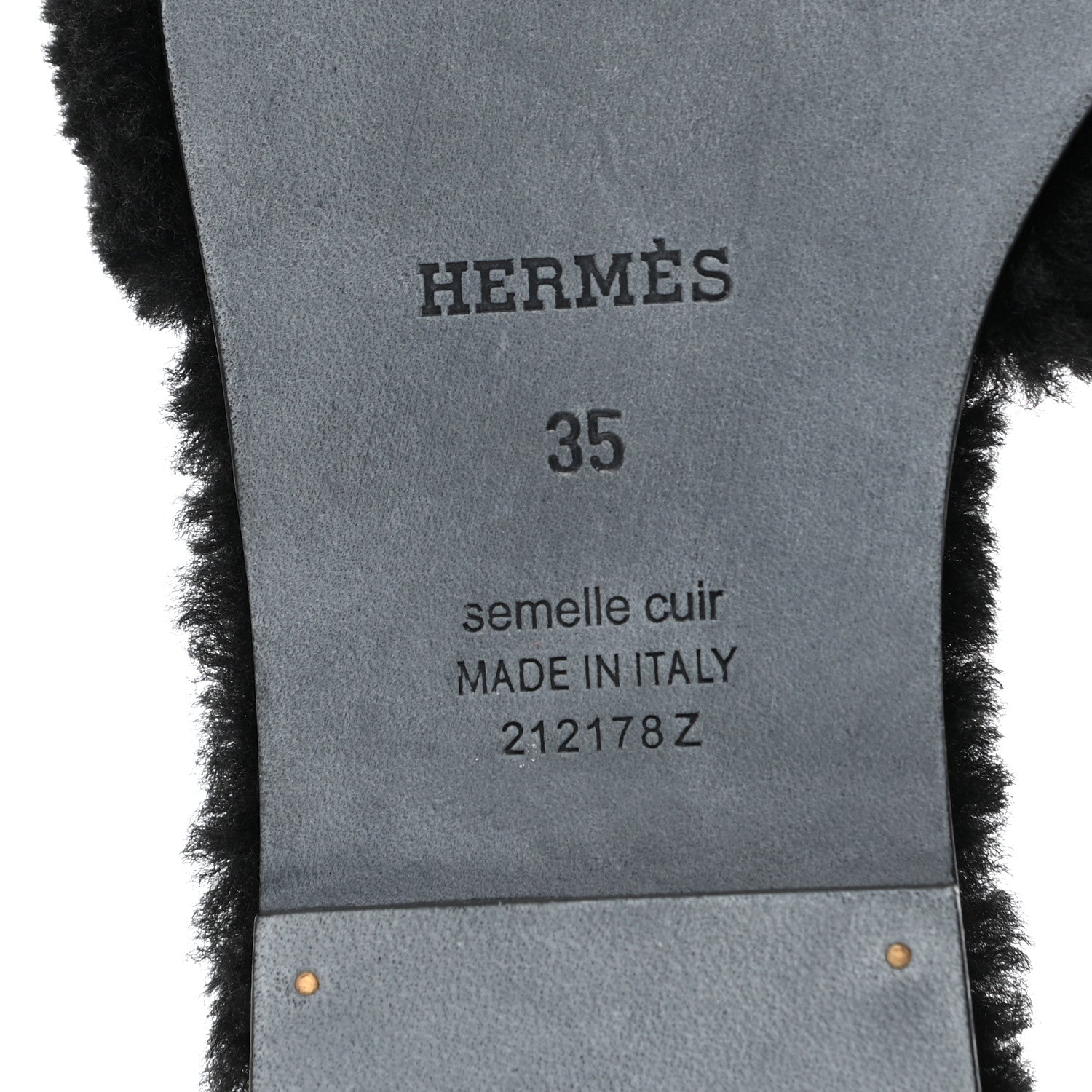 Hermes Woolskin Oran Sandals 35 Black 6 of 7