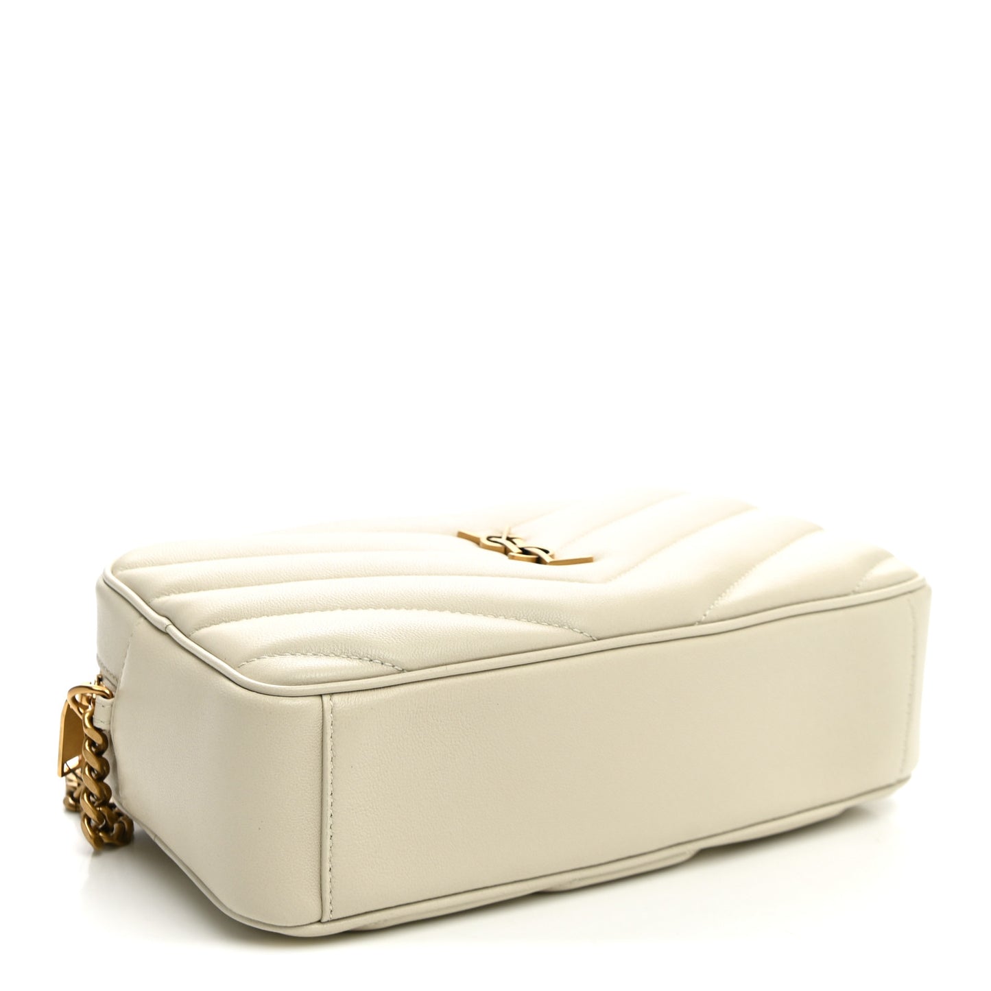 Lambskin Chevron Quilted Medium Loulou Camera Bag Crema Soft