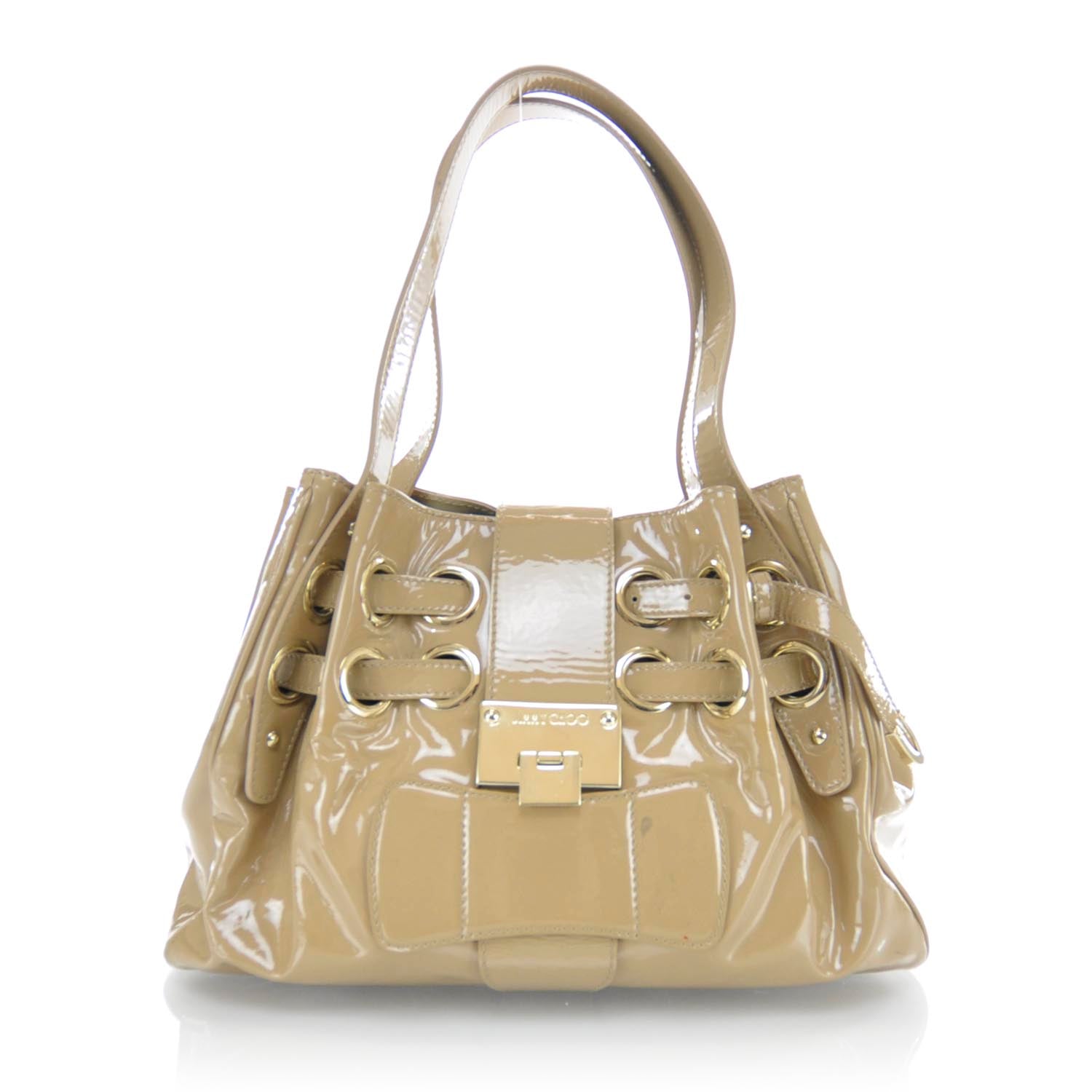 Jimmy Choo Patent Riki Hobo Bag Nude 1 of 11