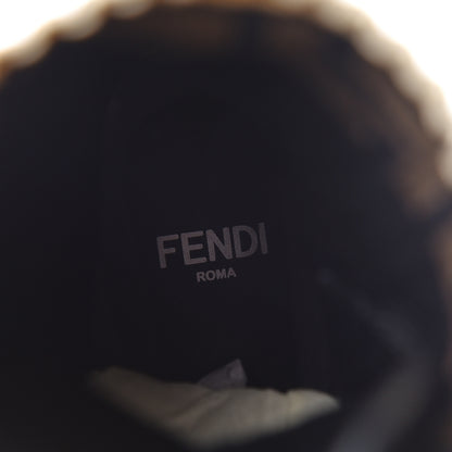 Fendi Calfskin Stretch Fabric Rockoko Biker Boots 38 Tobacco Black Marino 9 of 10