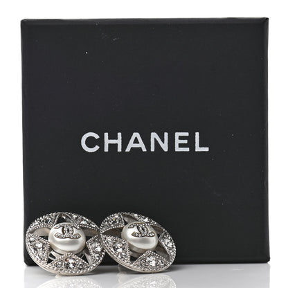 Chanel Pearl Crystal Star CC Round Earrings Gold 5 of 5