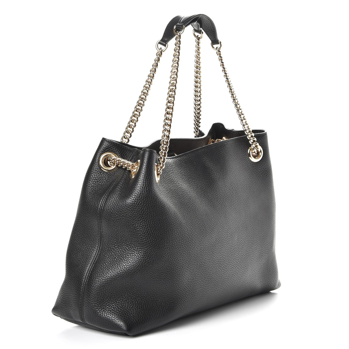 Pebbled Calfskin Medium Soho Chain Shoulder Bag Black