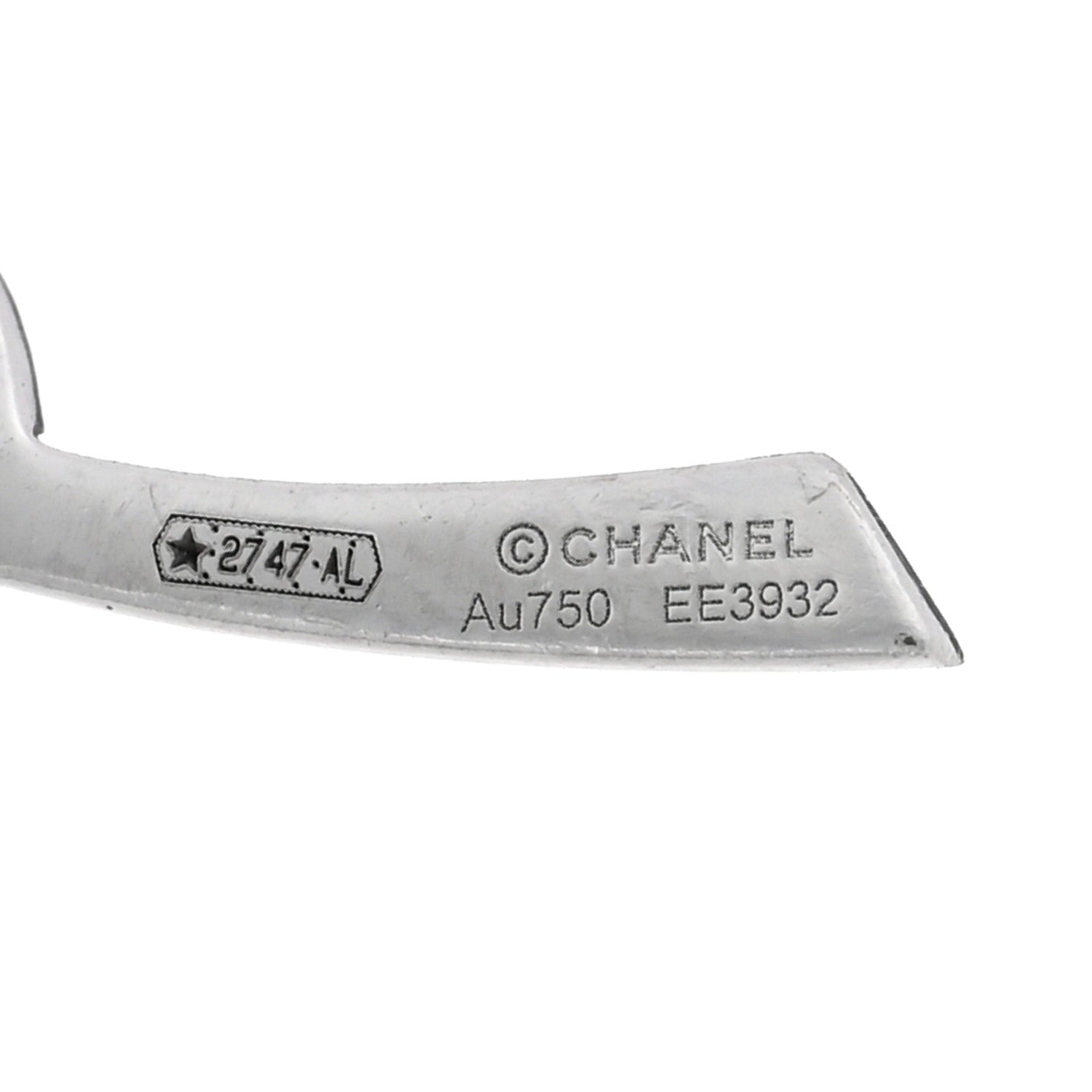 Chanel 18K White Gold Diamond Plume De Chanel Clip On Earrings 4 of 4
