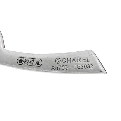 Chanel 18K White Gold Diamond Plume De Chanel Clip On Earrings 4 of 4