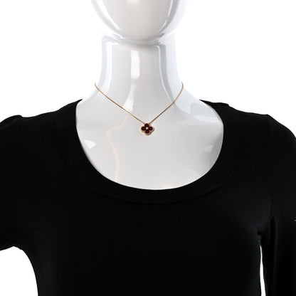 Van Cleef & Arpels 18K Rose Gold Diamond Carnelian Vintage Alhambra Pendant Necklace 3 of 4