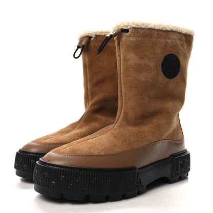 Hermes Suede Shearling Calfskin Womens Journey Ankle Boots 41 Brun Fumé 41 Brun Fumé Ecru 3 of 7