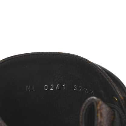 Louis Vuitton Calfskin Monogram Wonderland Flat Ranger Boots 37.5 Black 7 of 8