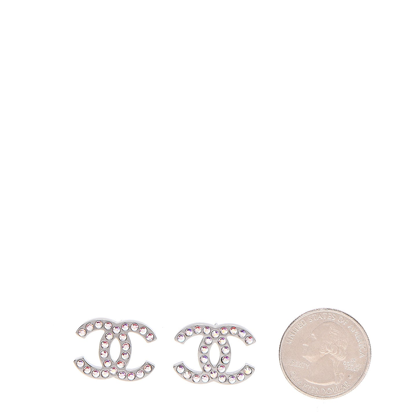 Iridescent Crystal CC Earrings Silver Multicolor