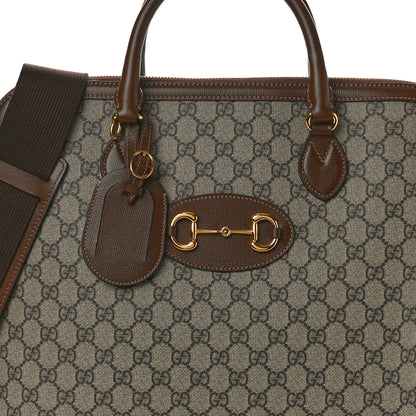 Gucci GG Supreme Monogram Azalea Calfskin Horsebit 1955 Duffle Bag Beige Ebony Brown Sugar 8 of 10
