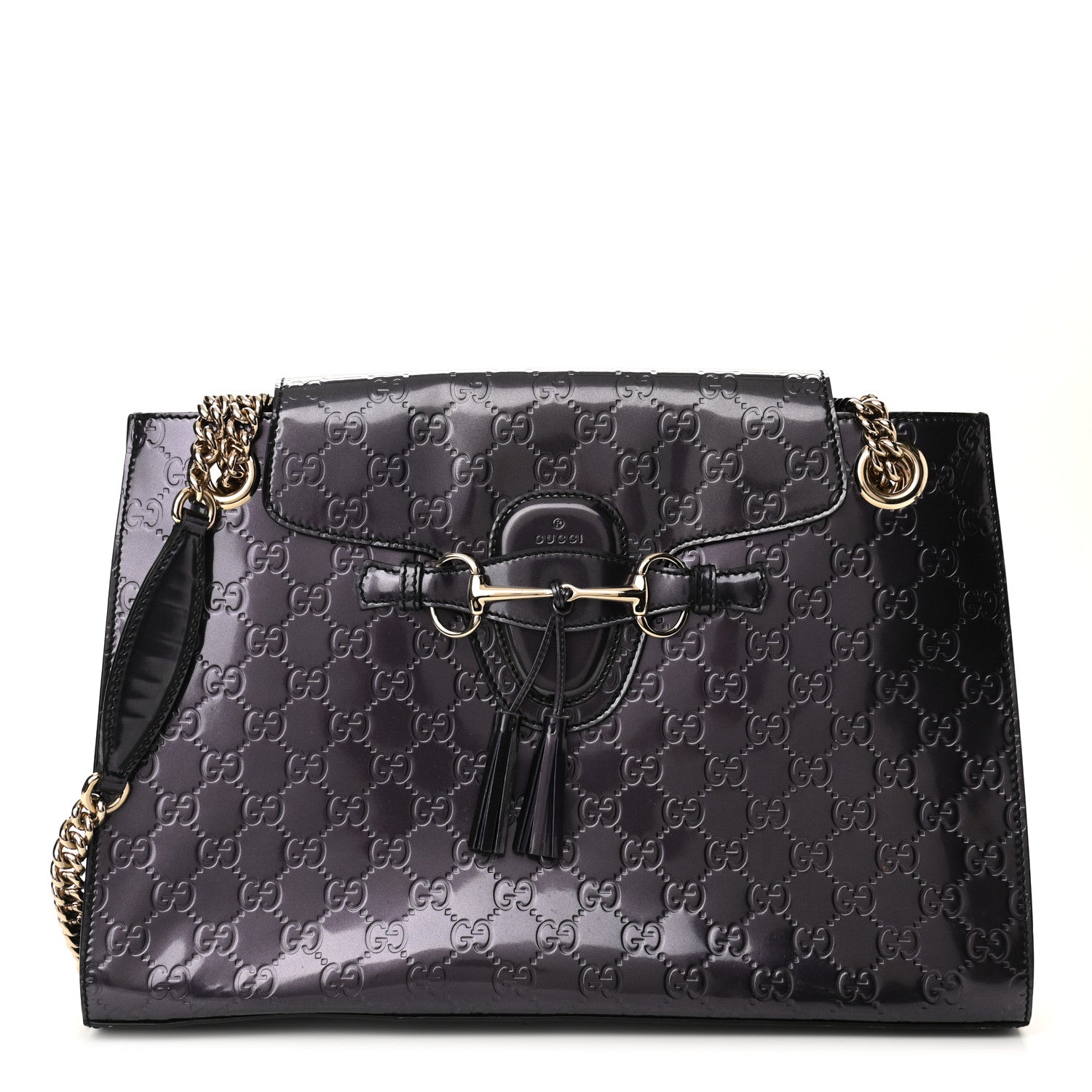 Gucci Shine Guccissima Large Emily Chain Shoulder Bag Melanzana 1 of 13