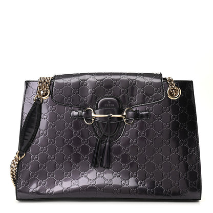 Gucci Shine Guccissima Large Emily Chain Shoulder Bag Melanzana 1 of 13