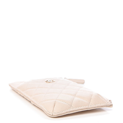 Chanel Caviar Quilted Classic Flat Wallet Pouch Light Beige 4 of 8