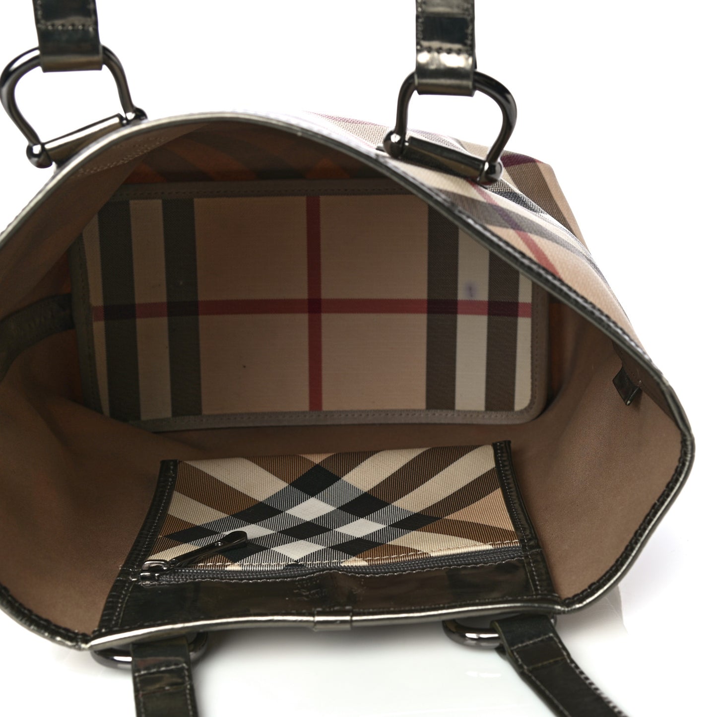 Patent Trim Nova Check Small Nickie Shopper Tote