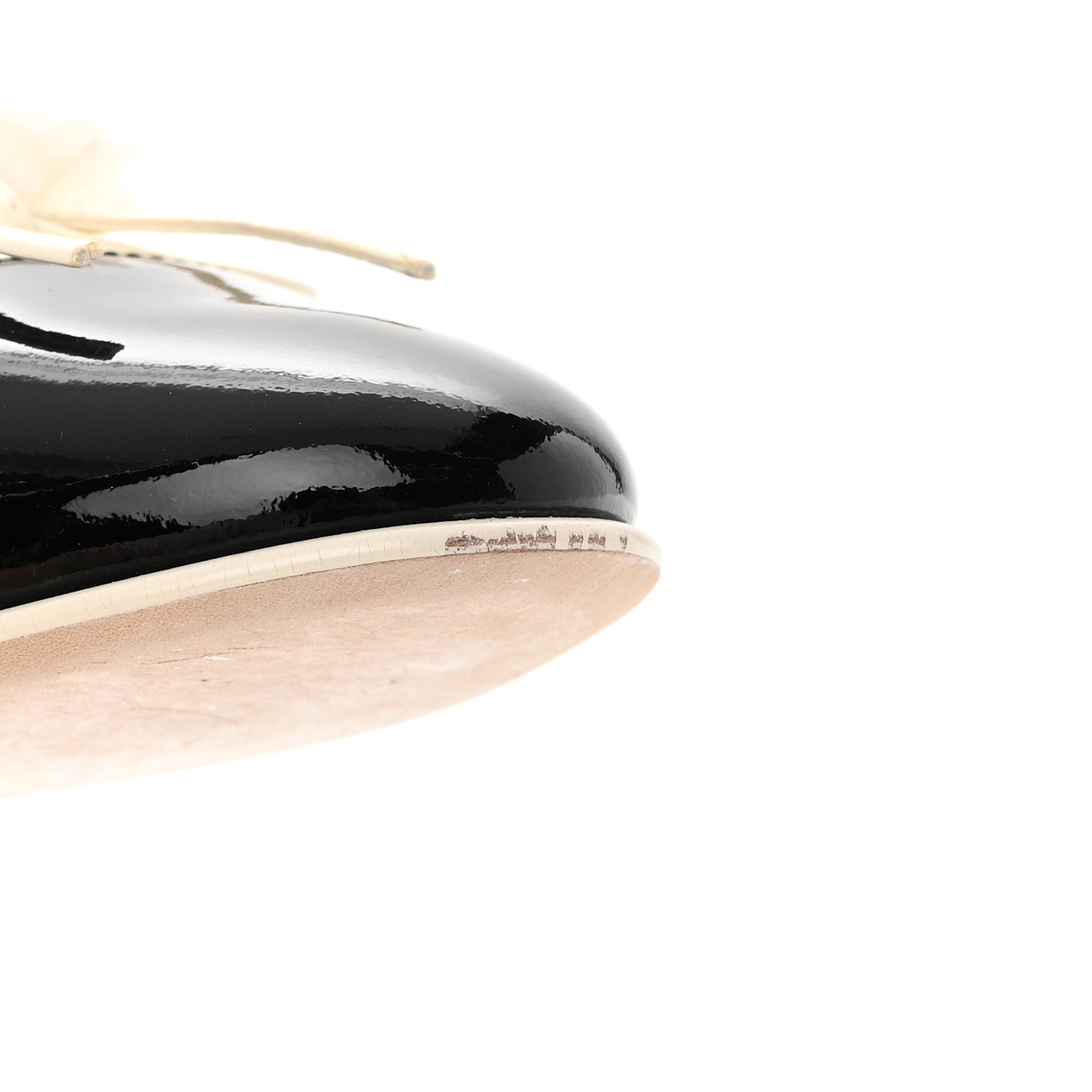 Chanel Lambskin Patent Double Stitched CC Cap Toe Ballerina Flats 39 Ivory Black 16 of 16