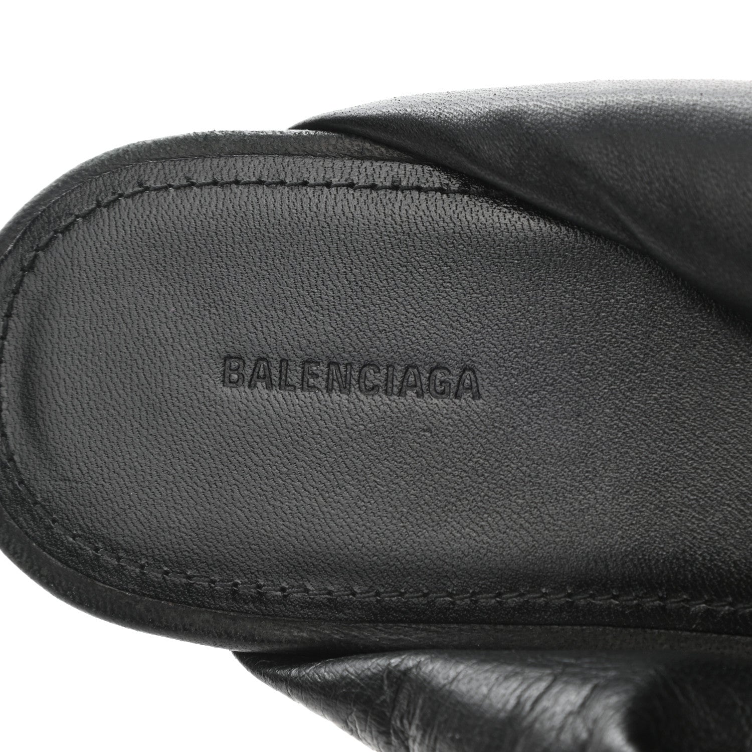 Balenciaga Lambskin Drapy Slide Sandals 37 Black 8 of 11