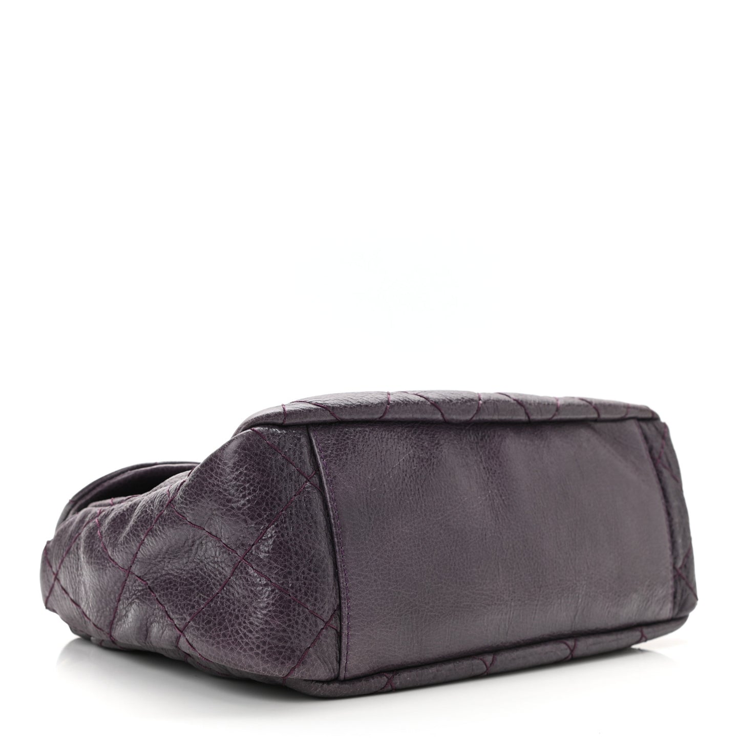 Glazed Calfskin Stitched On The Road Flap Purple