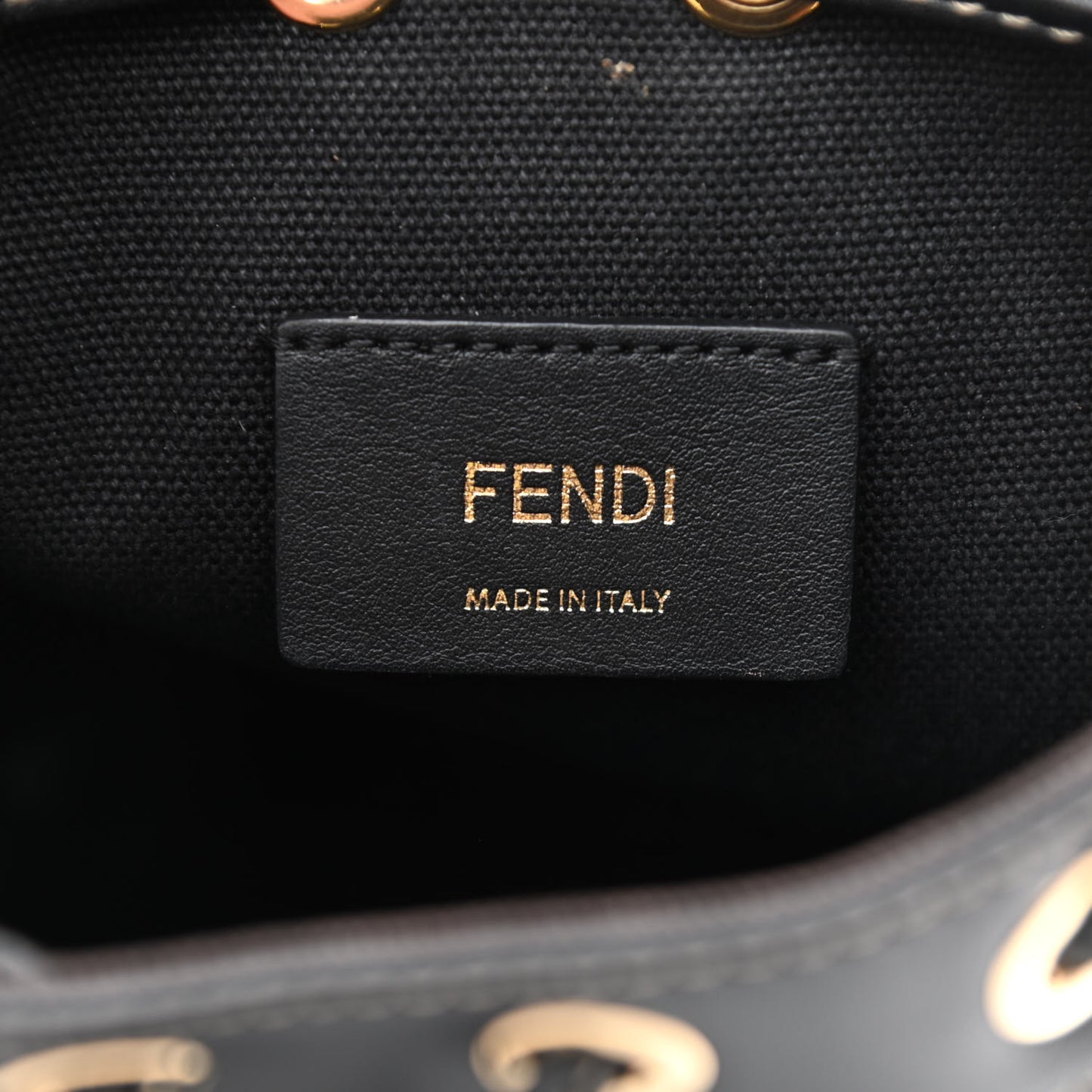 Canvas Vitello King F is Fendi FF Embroidered Mini Mon Tresor Bucket Bag Black