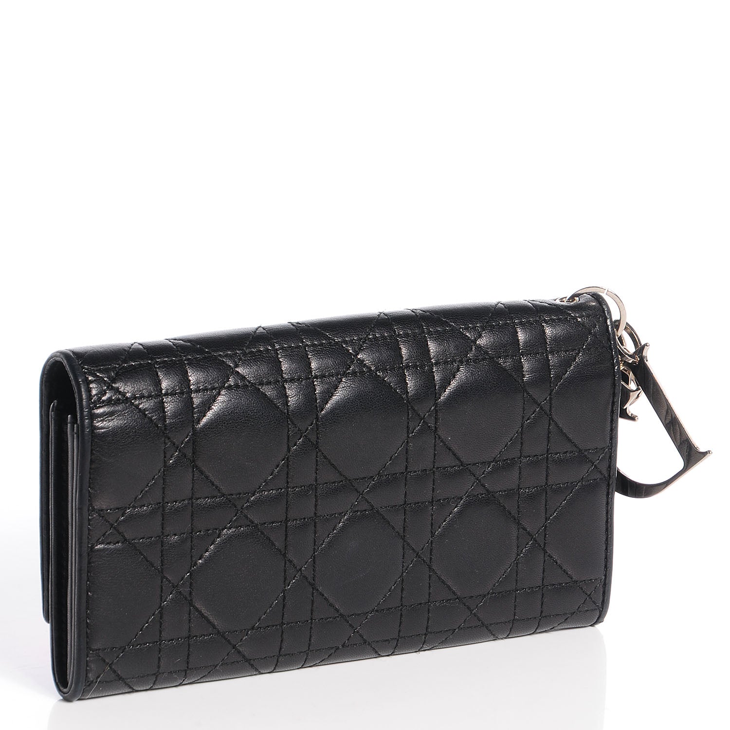 Christian Dior Lambskin Cannage Lady Dior Charm Wallet Black 3 of 7
