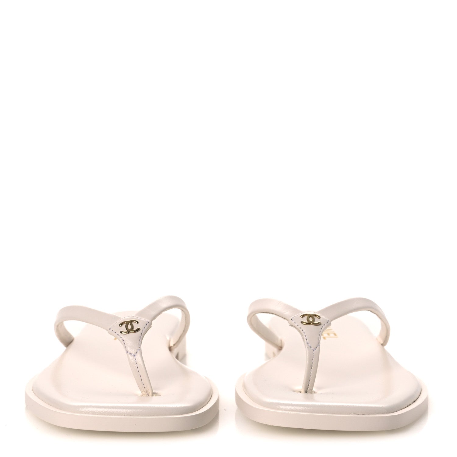 Chanel Goatskin CC Times Square Thong Sandals 38.5 Beige 3 of 11