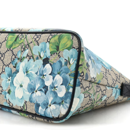 Gucci GG Supreme Monogram Blooms Small Zippered Tote Blue 10 of 14