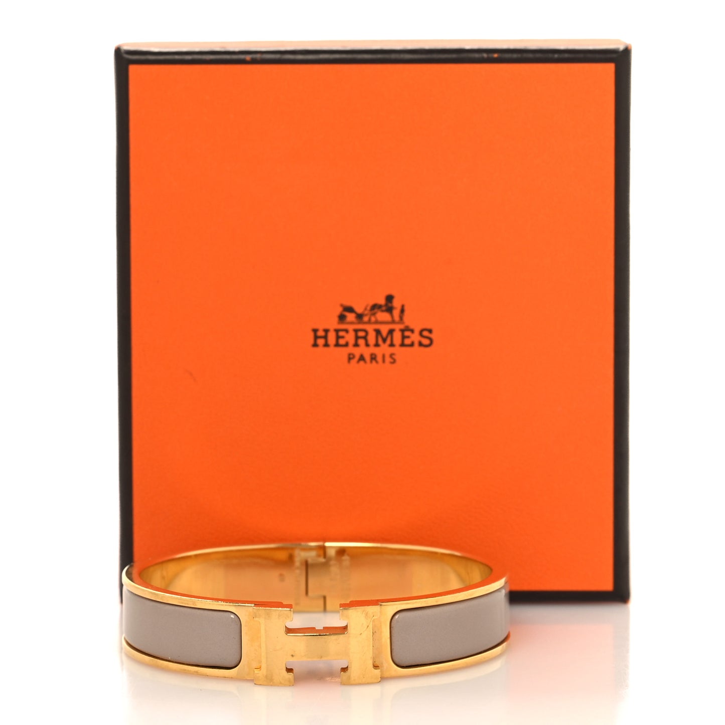 Enamel Narrow Clic Clac H Bracelet PM Marron Glace