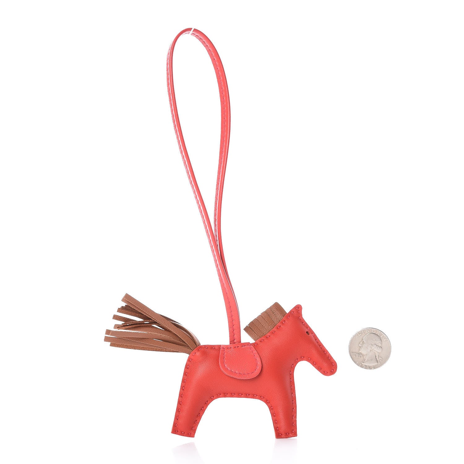 Hermes Milo Lambskin Grigri Rodeo Horse Bag Charm PM Rouge Indien Gold Bougainvillea 2 of 5