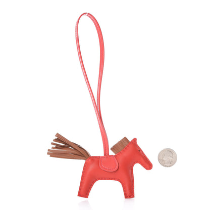 Hermes Milo Lambskin Grigri Rodeo Horse Bag Charm PM Rouge Indien Gold Bougainvillea 2 of 5