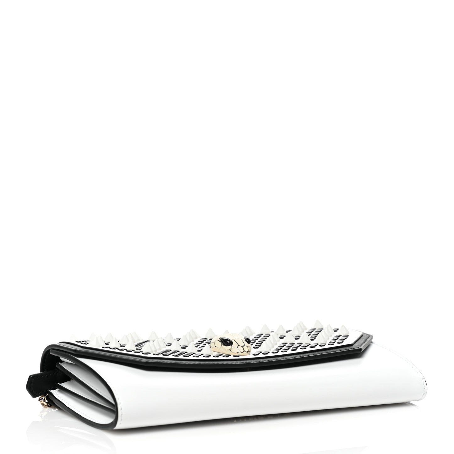 X NICHOLAS KIRKWOOD Calfskin Studded Serpenti Chain Wallet White