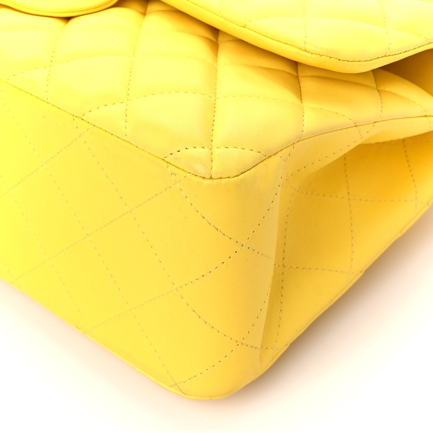Chanel Lambskin Quilted Jumbo Double Flap Yellow 11 of 13