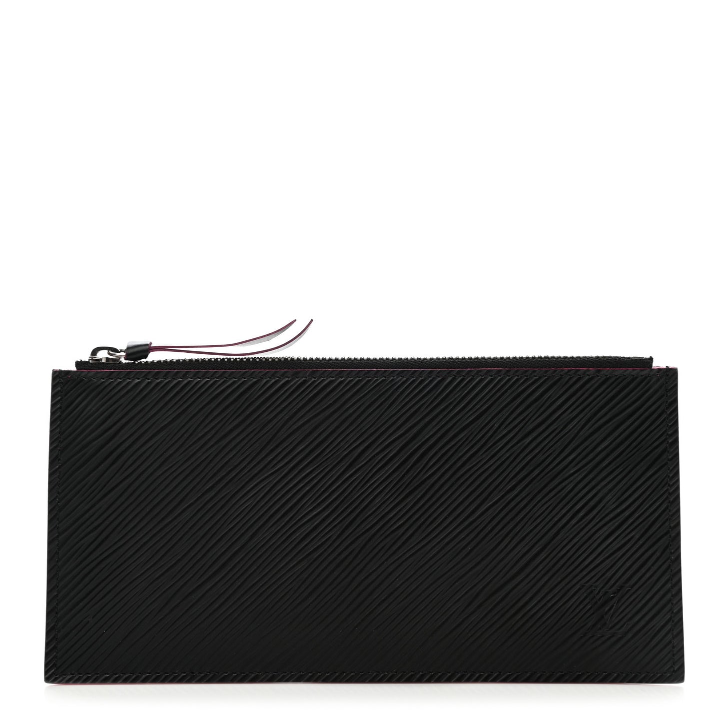 Epi Felicie Chain Wallet Zippered Insert Black Hot Pink