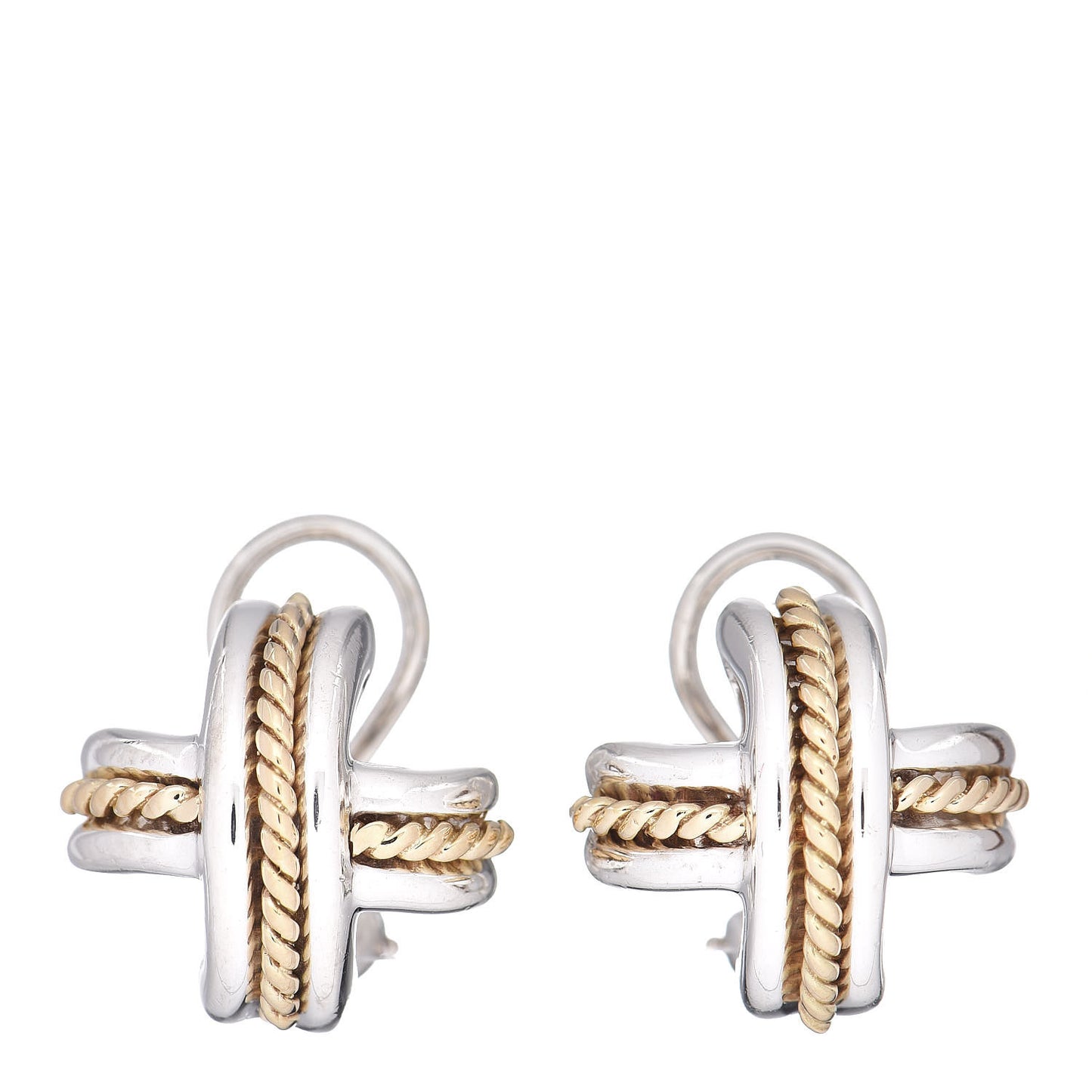 Sterling Silver 18K Yellow Gold Signature X Clip On Earrings