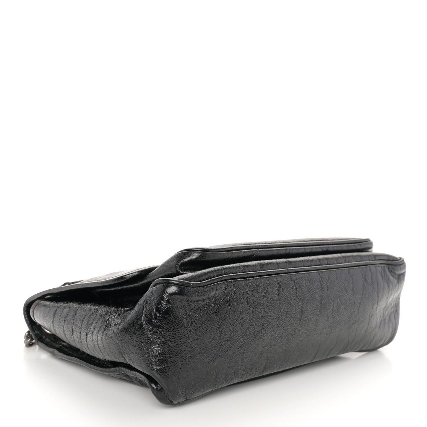 Crinkled Calfskin Monogram Medium Niki Chain Satchel Black