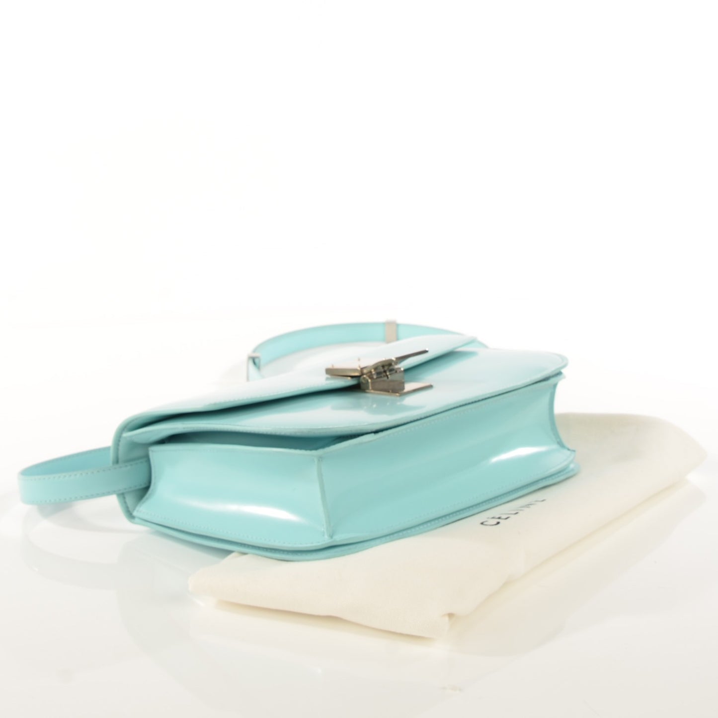 Spazzolato Calfskin Classic Box Medium Flap Bag Azur