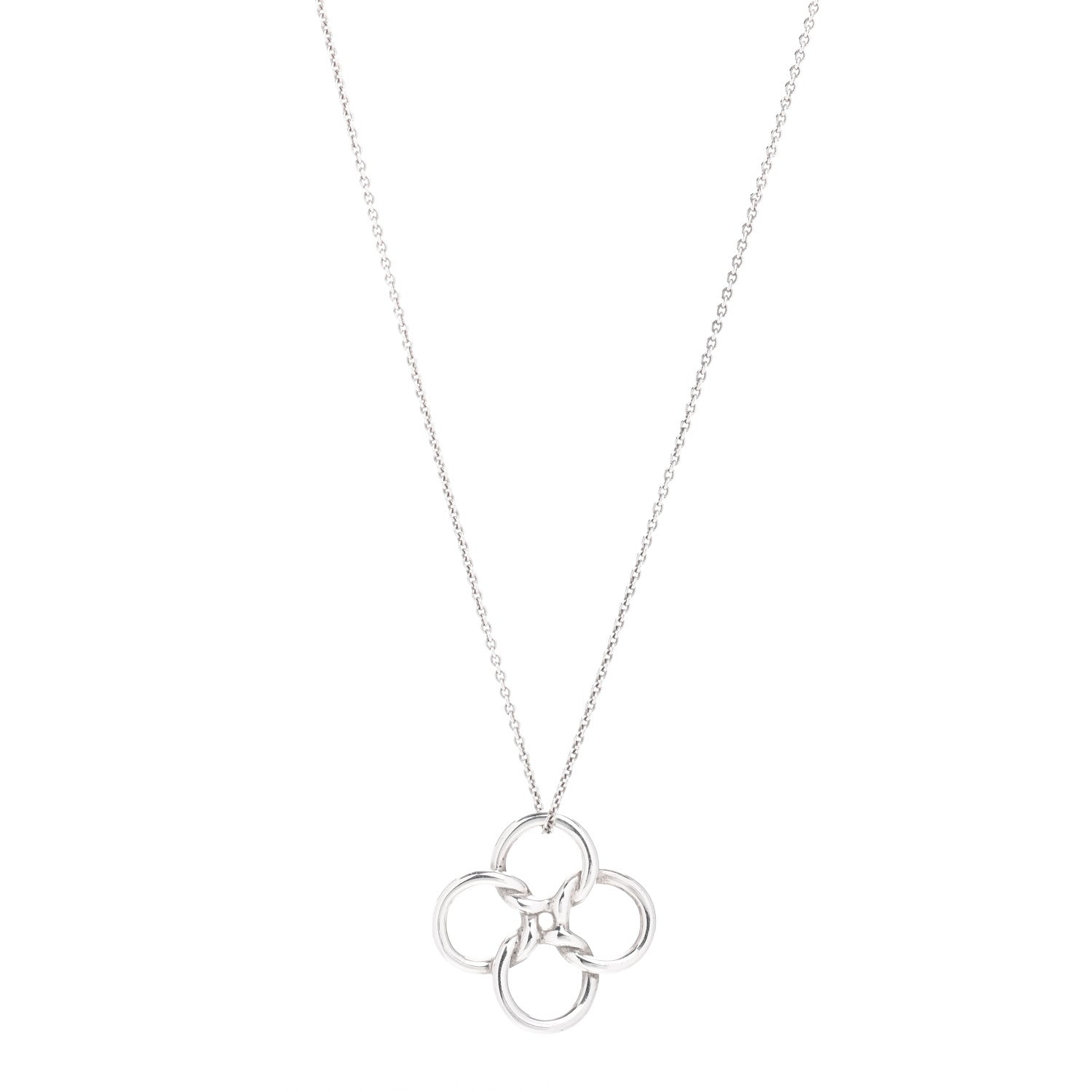 Tiffany Sterling Silver Elsa Peretti Quadrifoglio Pendant Necklace 1 of 4