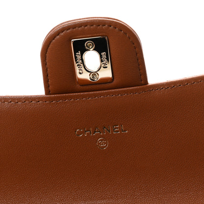 Chanel Lambskin Quilted Top Handle Long Clutch With Chain Brown 10 of 23