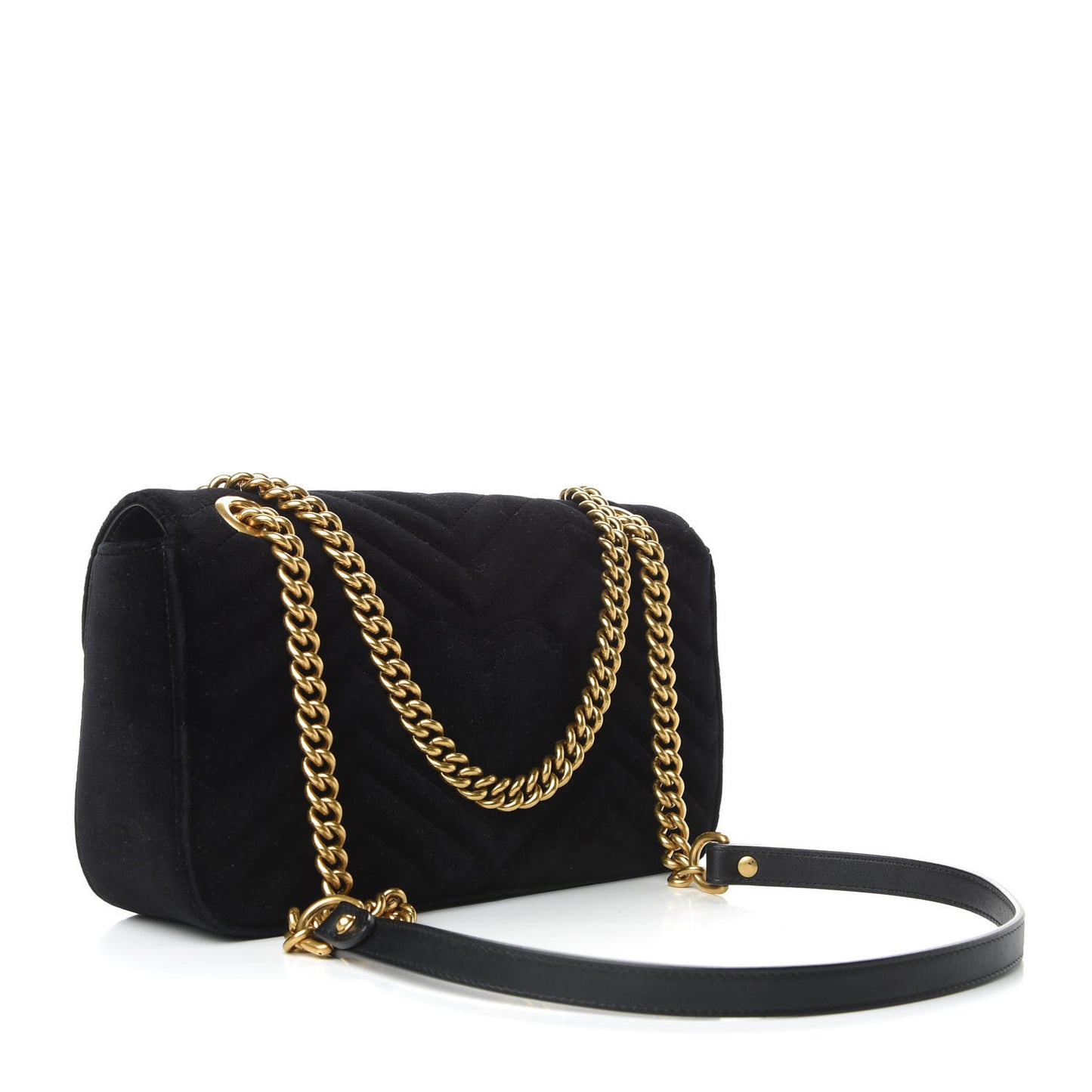 Velvet Matelasse Small GG Marmont Shoulder Bag Black