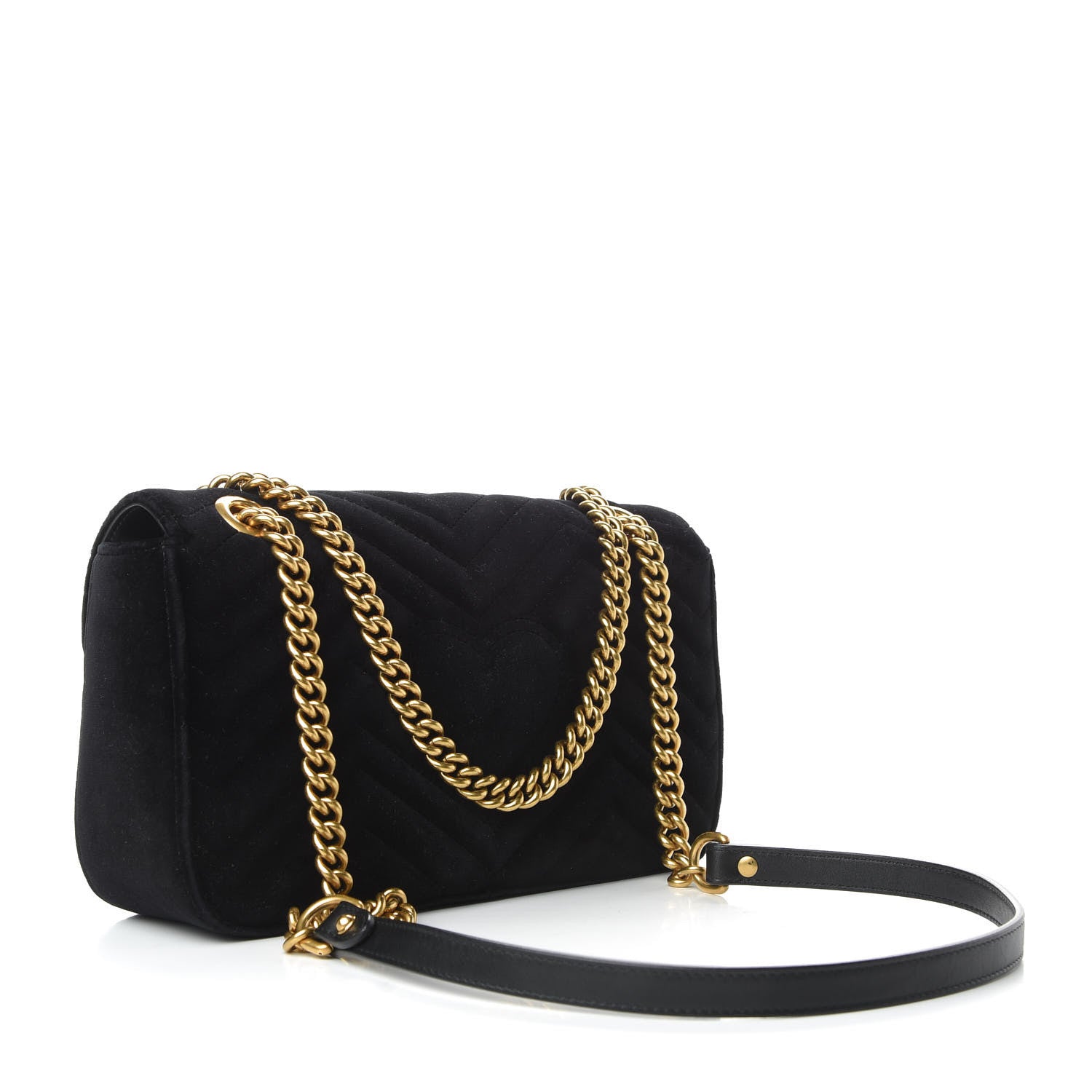 Gucci Velvet Matelasse Small GG Marmont Shoulder Bag Black 4 of 10