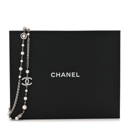 Chanel Pearl Crystal CC Starfall Necklace Silver 5 of 5
