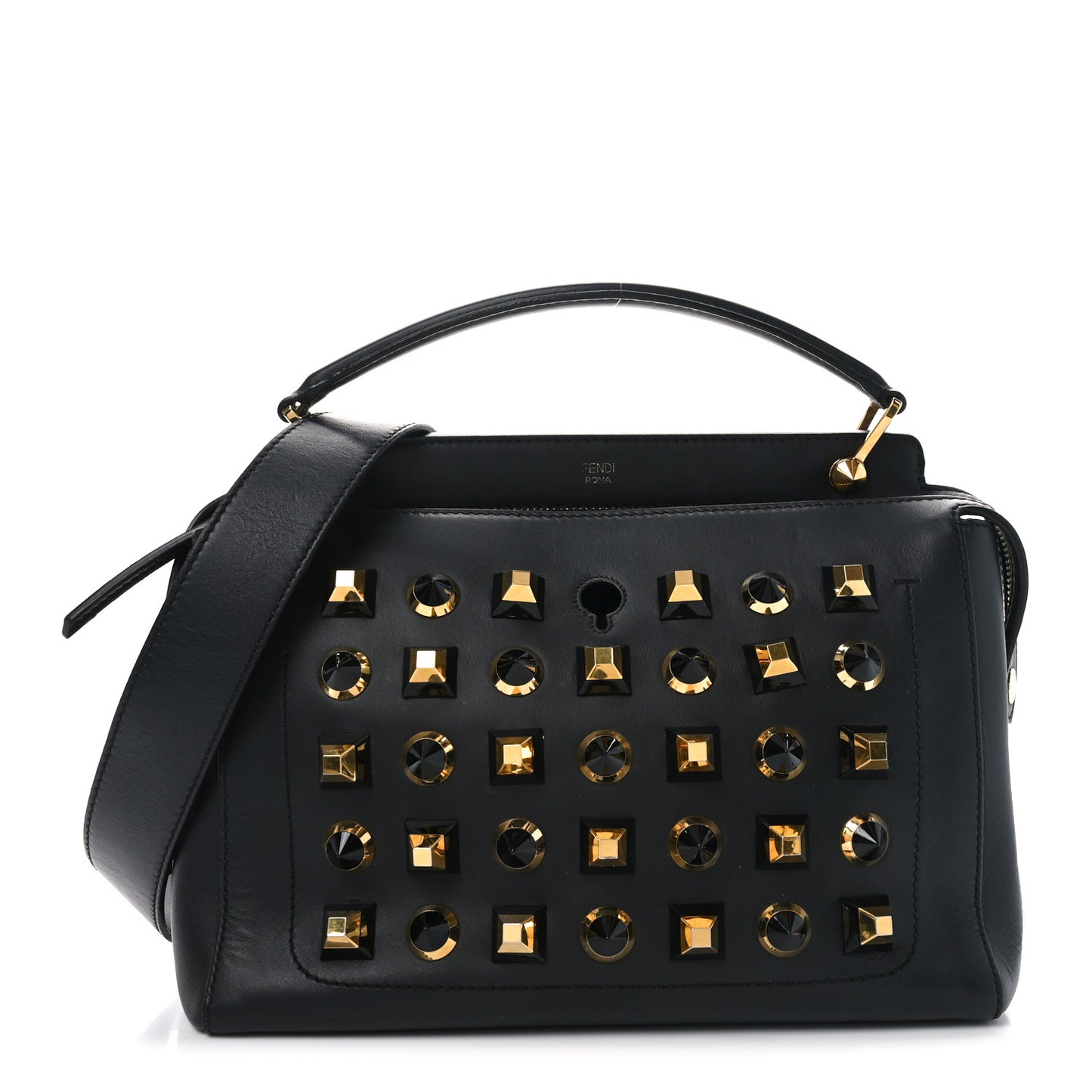 Vitello Baltico Studded Dotcom Satchel Black