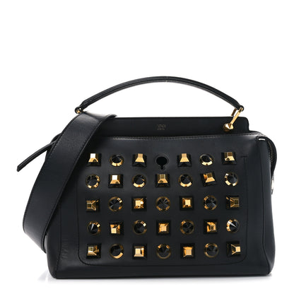 Fendi Vitello Baltico Studded Dotcom Satchel Black 1 of 10