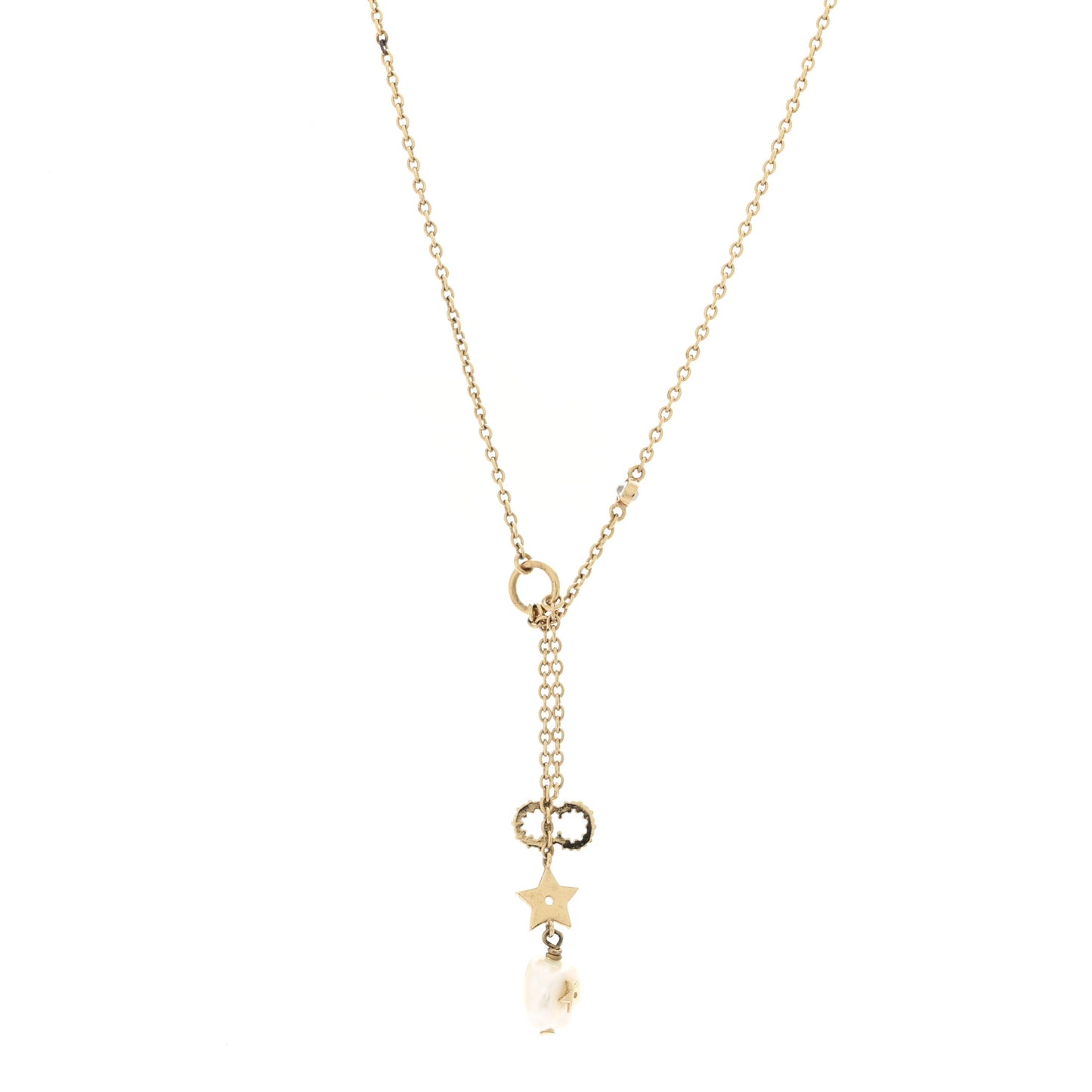 Crystal Pearl CD Shiny-D Tribal Long Necklace Gold