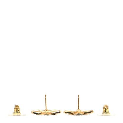 Chanel Metal Glitter Sparkle CC Star Earrings Gold Black 3 of 5