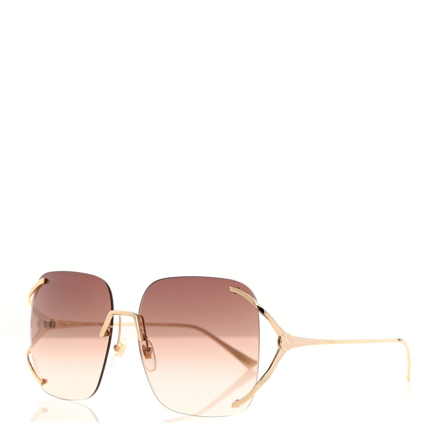 Gucci Metal Oversized Sunglasses GG0646S Gold Brown 1 of 8