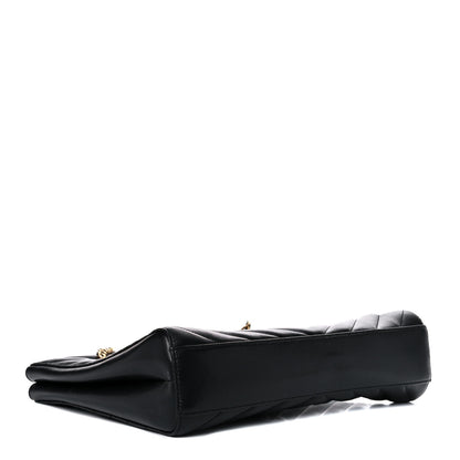 Saint Laurent Grain De Poudre Matelasse Chevron Medium Tribeca Shopping Bag Black 4 of 11