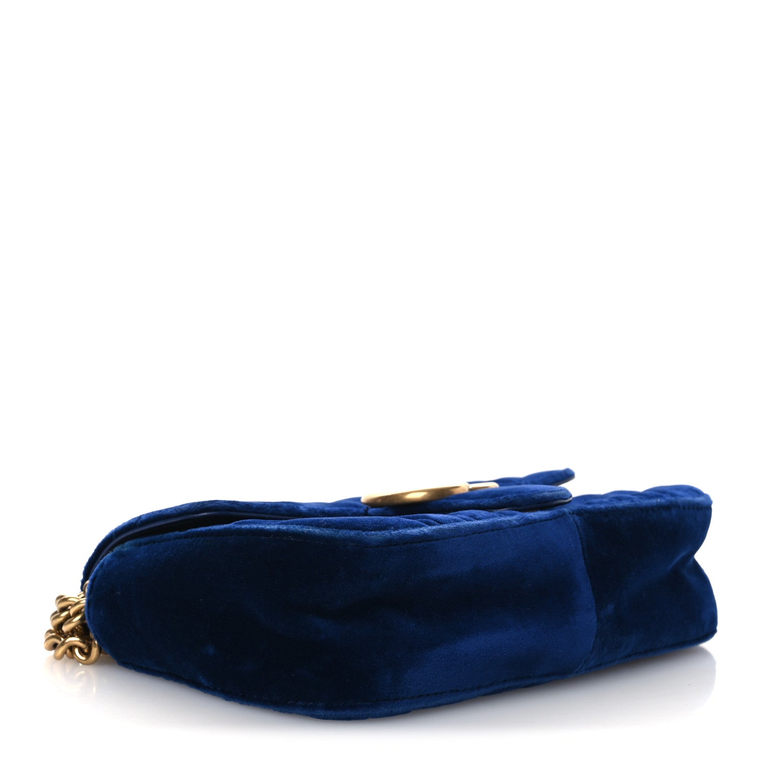 Gucci Velvet Matelasse Mini GG Marmont Shoulder Bag Cobalt Blue 4 of 11