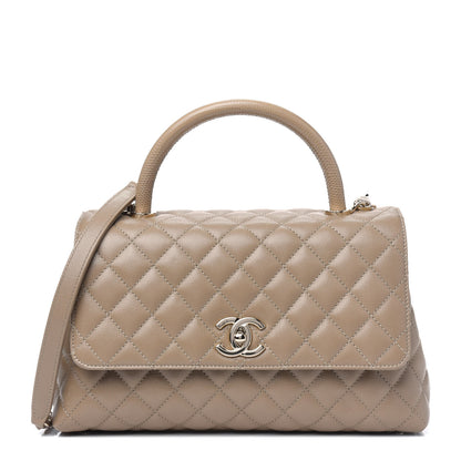 Chanel Caviar Lizard Embossed Quilted Small Coco Handle Flap Dark Beige 1 of 5